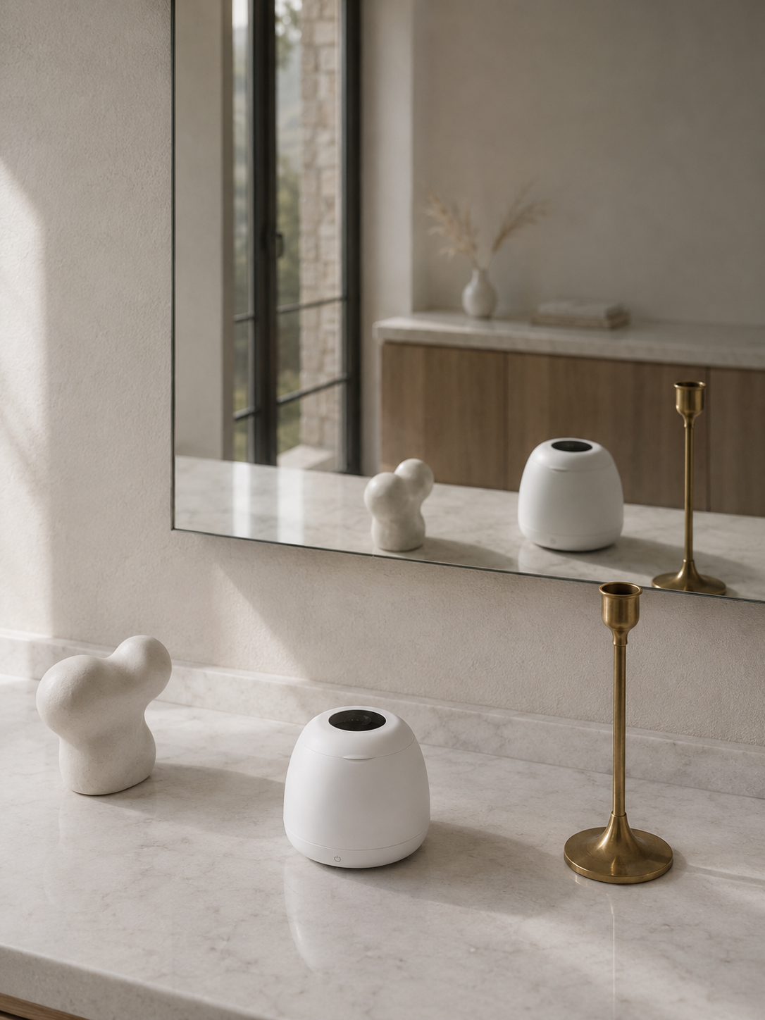 MIST Ultrasonic Capsule — styled bathroom counter