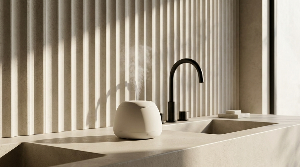 MIST Ultrasonic Capsule in bathroom setting — lifestyle